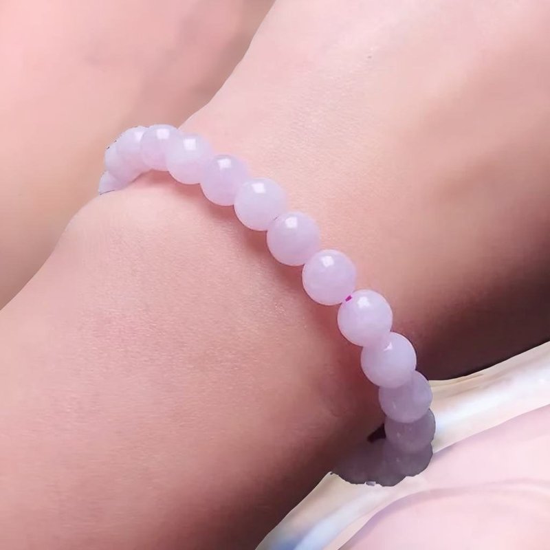 粉紫罗兰翡翠手珠手链 | 天然缅甸玉翡翠A货 | 送礼 - 手链/手环 - 玉石 白色