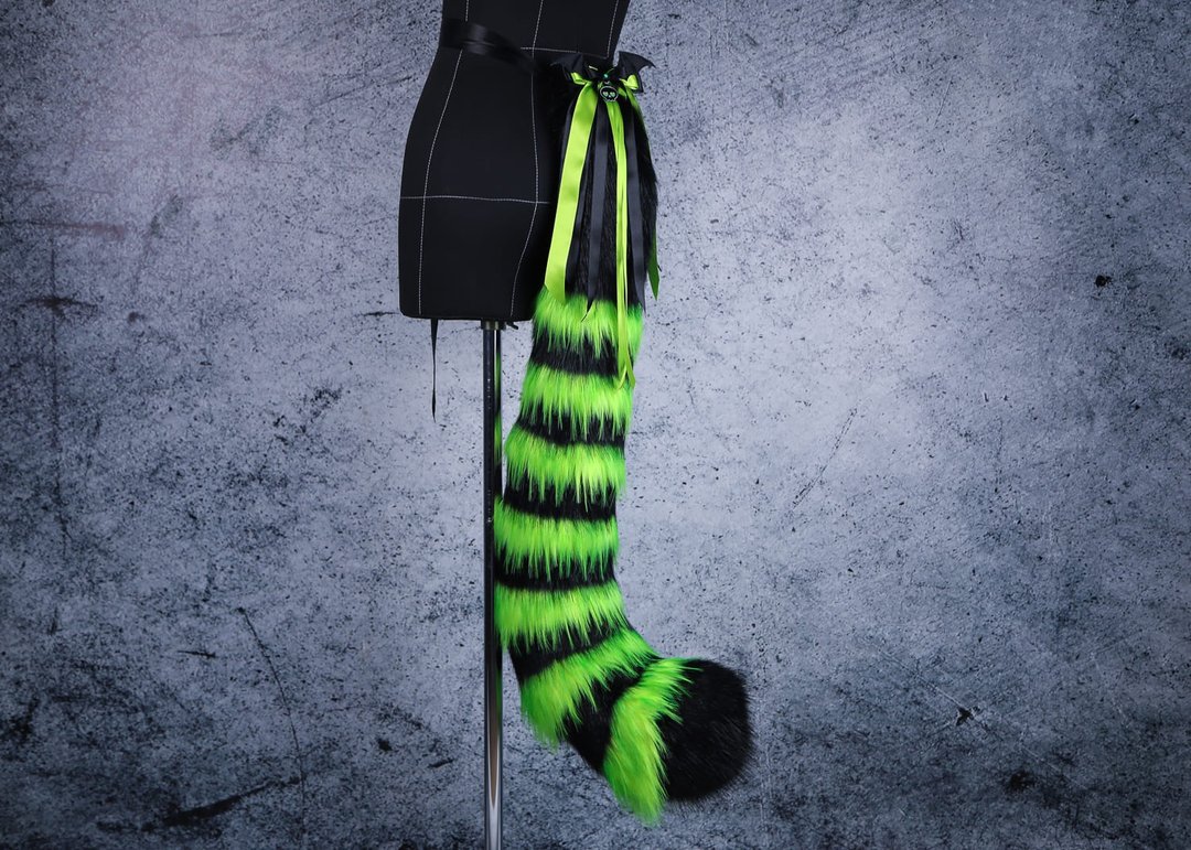 Neon Green Cheshire Cat Tail Faux Fur Tail - 其他 - 其他人造纤维 绿色
