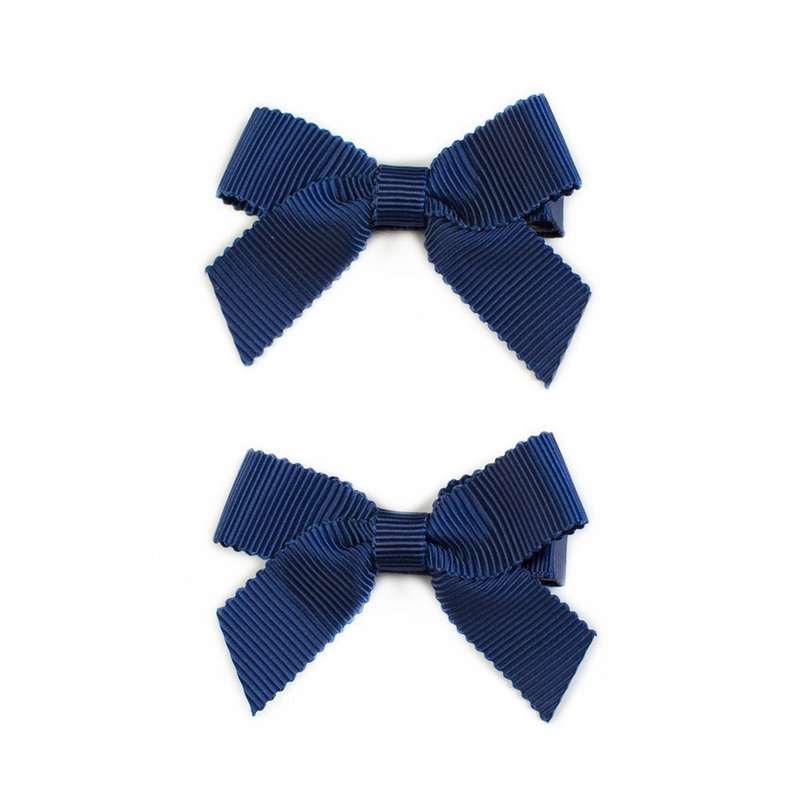英国Ribbies 经典蝴蝶结2入组-海军蓝 宝宝发夹 - 发饰 - 聚酯纤维 