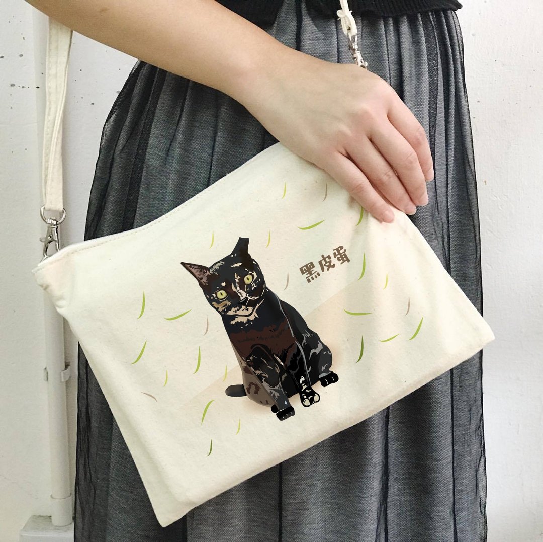 【慈善商品】浪猫的生活- 肩背包 手挽袋 两用 帆布袋 手拿包 (四款选一) - 手拿包 - 棉 白色