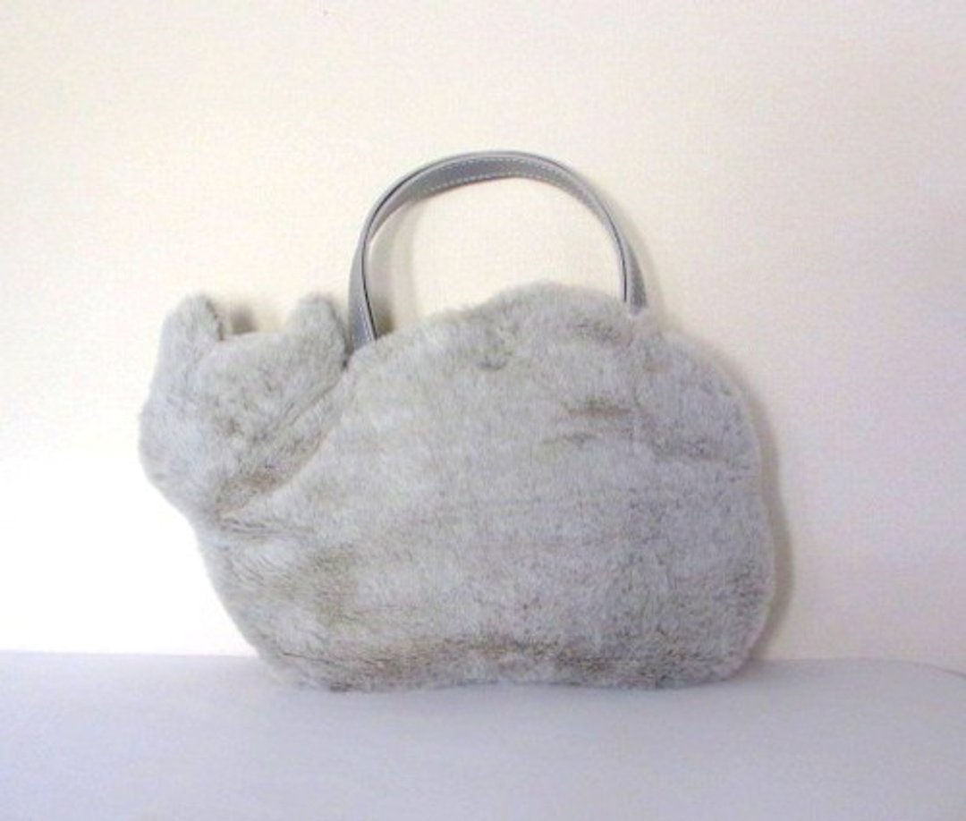 Fluffy cat bag * Pearl gray - 手提包/手提袋 - 棉．麻 