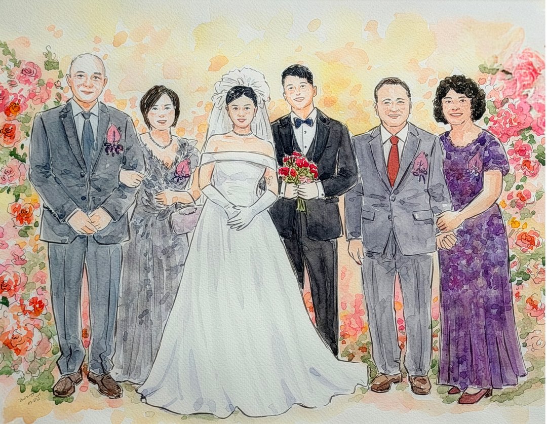 婚礼似颜绘  40X50cm 水彩手绘礼物  下单前请联系设计师 - 订制画像 - 纸 