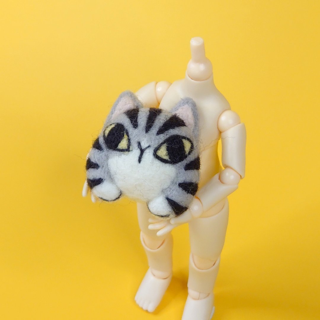 抱抱灰虎纹猫   羊毛毡 手作 宠物系列 - 项链 - 羊毛 