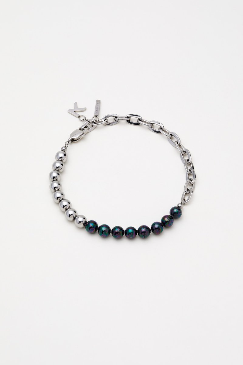 Chain Sphere Bracelet Silver & Black Pearl  手链 - 手链/手环 - 不锈钢 