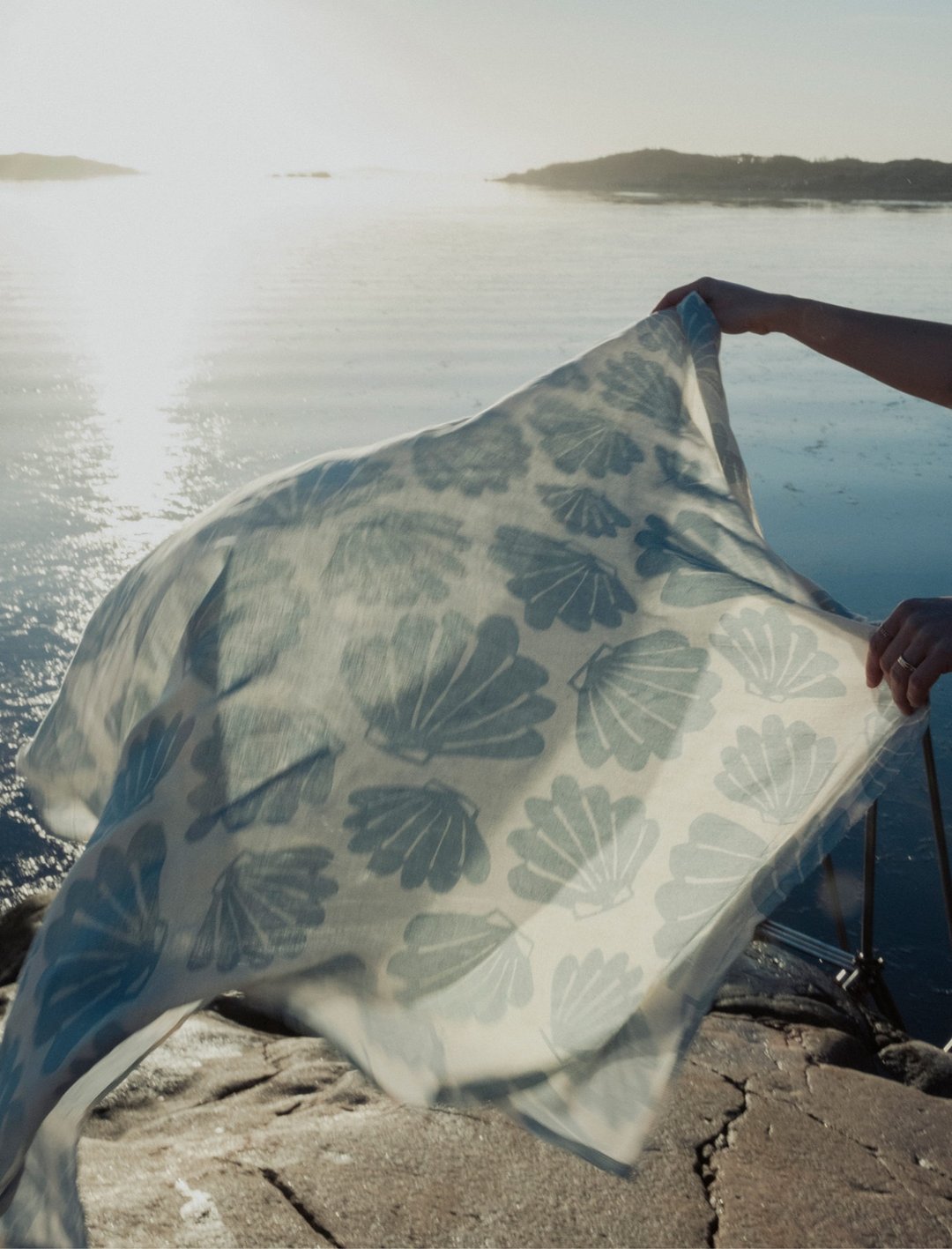 有机棉纱布包巾(贝壳) – SNÄCKA MUSLIN BLANKET, AQUA - 婴儿床上用品 - 棉 蓝色