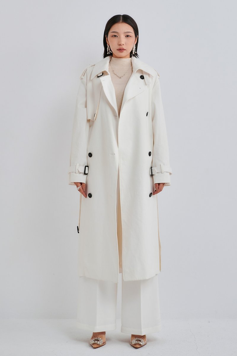 Gender Free 风衣外套 - 白 - 女装西装外套/风衣 - 棉．麻 白色