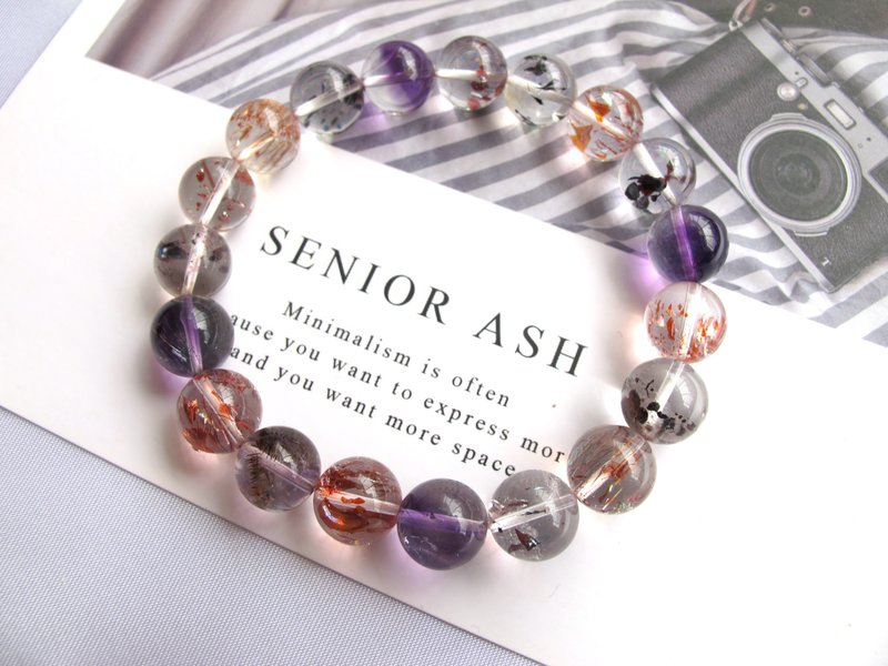 三轮骨干水晶10.5mm(Super Seven) 【超七】能量满分天然石系列 - 手链/手环 - 水晶 多色