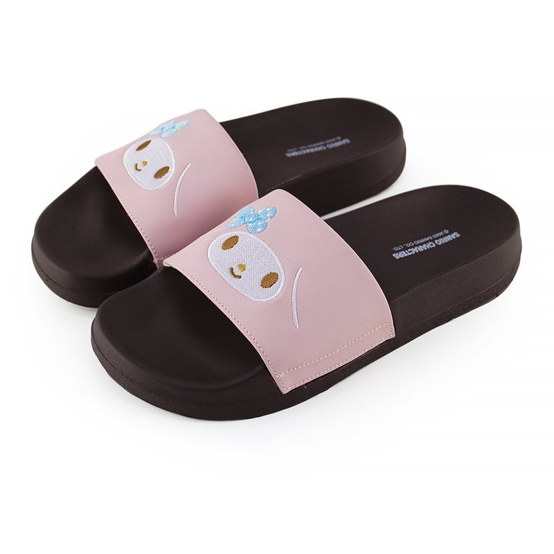 Paidal x My Melody美乐蒂萌脸电绣一片式运动拖鞋 - 拖鞋 - 人造皮革 粉红色