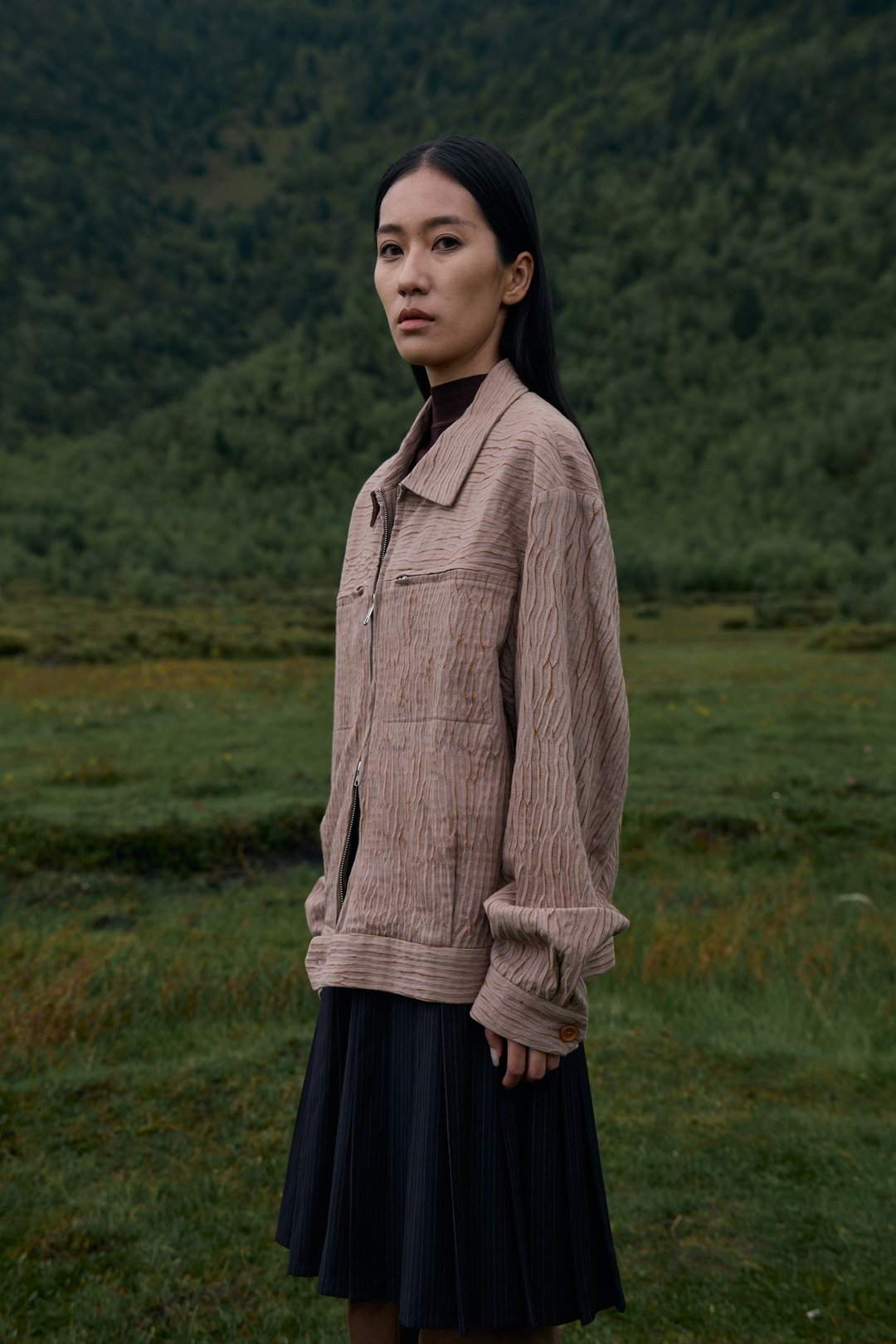 扎染木绞修身外套 - 女装上衣 - 棉 