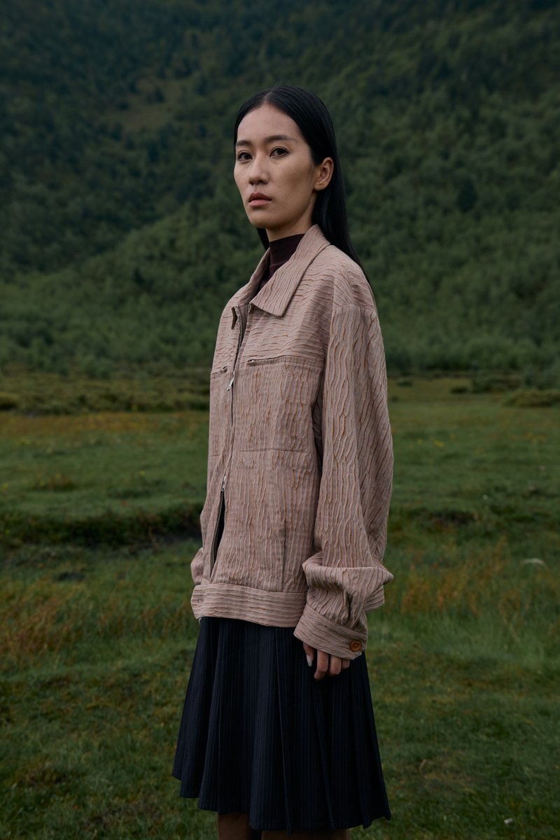 扎染木绞修身外套 - 女装上衣 - 棉．麻 