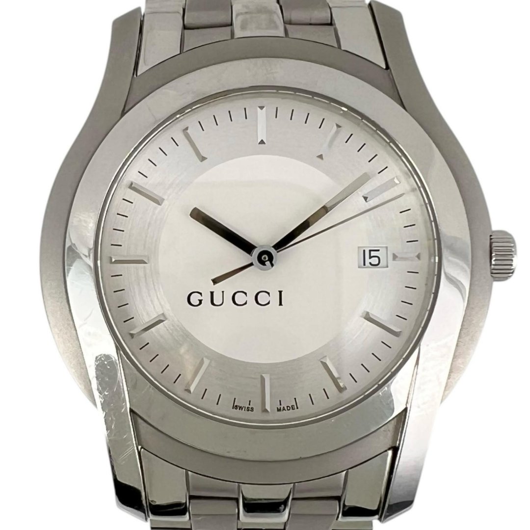 【日本直送】GUCCI 古驰 G-CLASS 手表 5500XL 不锈钢 石英 指针式显示 白色表盘 男士【二手】 - 女表 - 不锈钢 白色