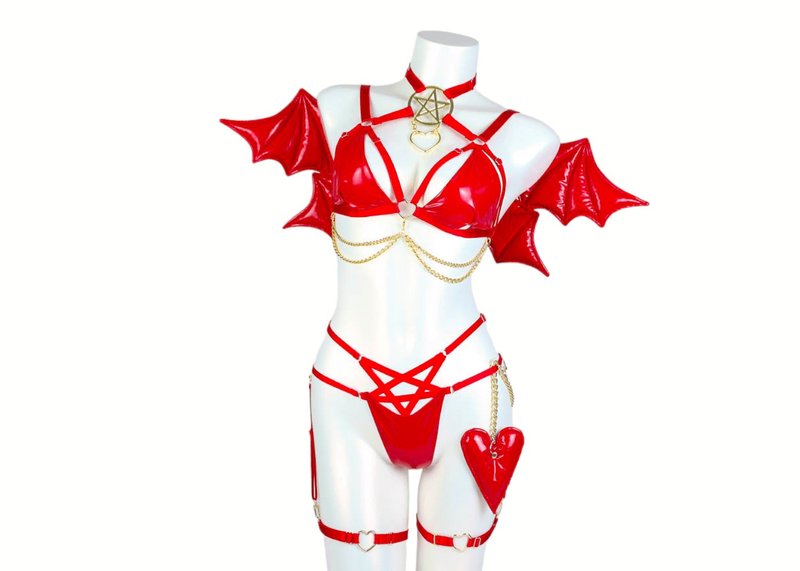 魅魔 Lingerie 套装 红色 - 女士内衣裤 - 其他材质 红色