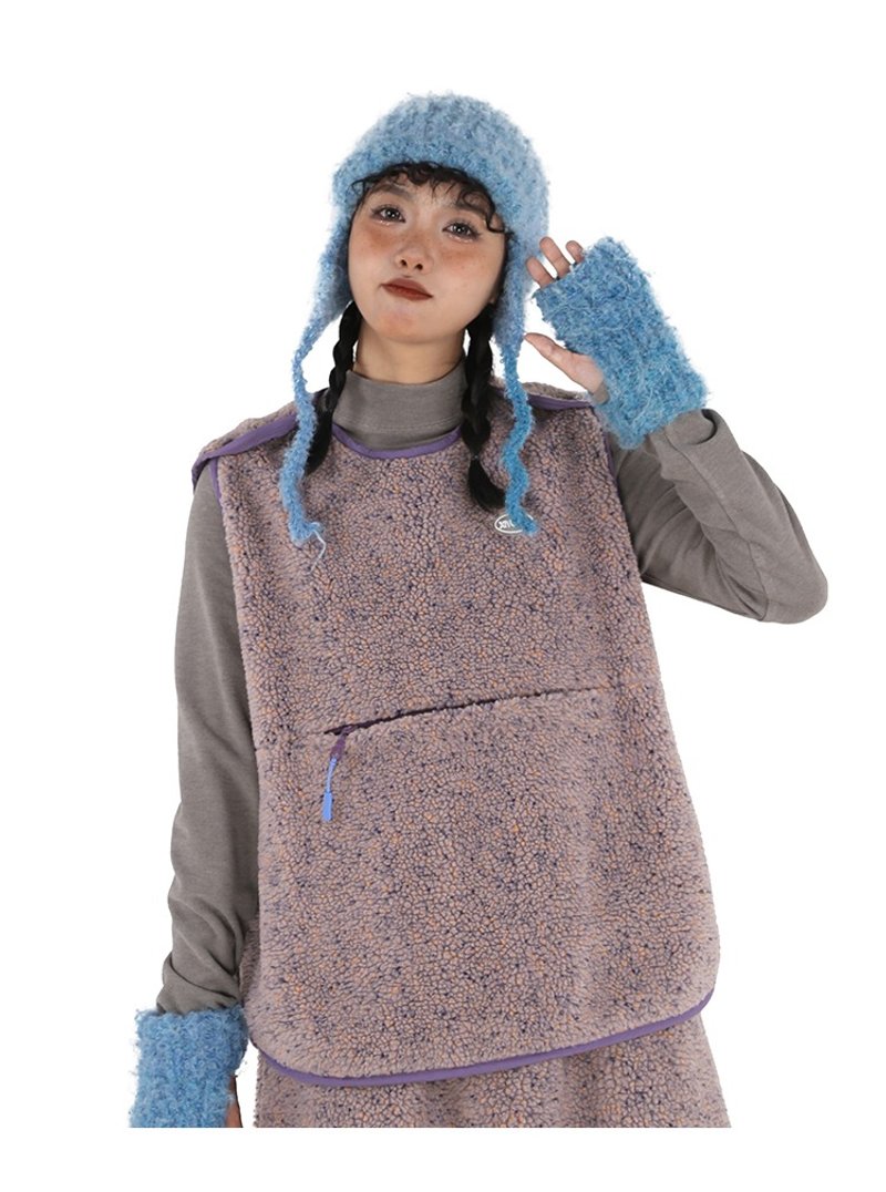 圆领外穿羊羔毛马甲女背心 - 女装背心 - 聚酯纤维 