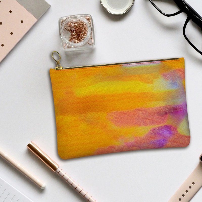 色彩斑斓、神秘的花细胞图案 真皮手拿包 - 手拿包 - 真皮 多色