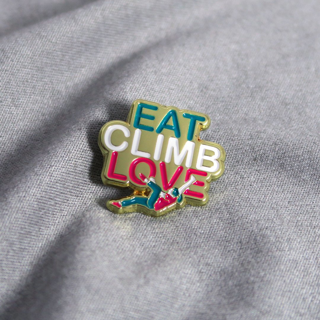Eat Climb Love 珐琅别针 – 送给攀岩者与抱石者的礼物 – 攀岩胸针 – 등반 クライミング - 徽章/别针 - 其他金属 多色