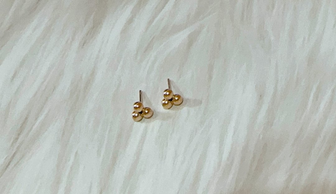 点点的幸福~18K 包金耳环 - 耳环/耳夹 - 其他金属 金色