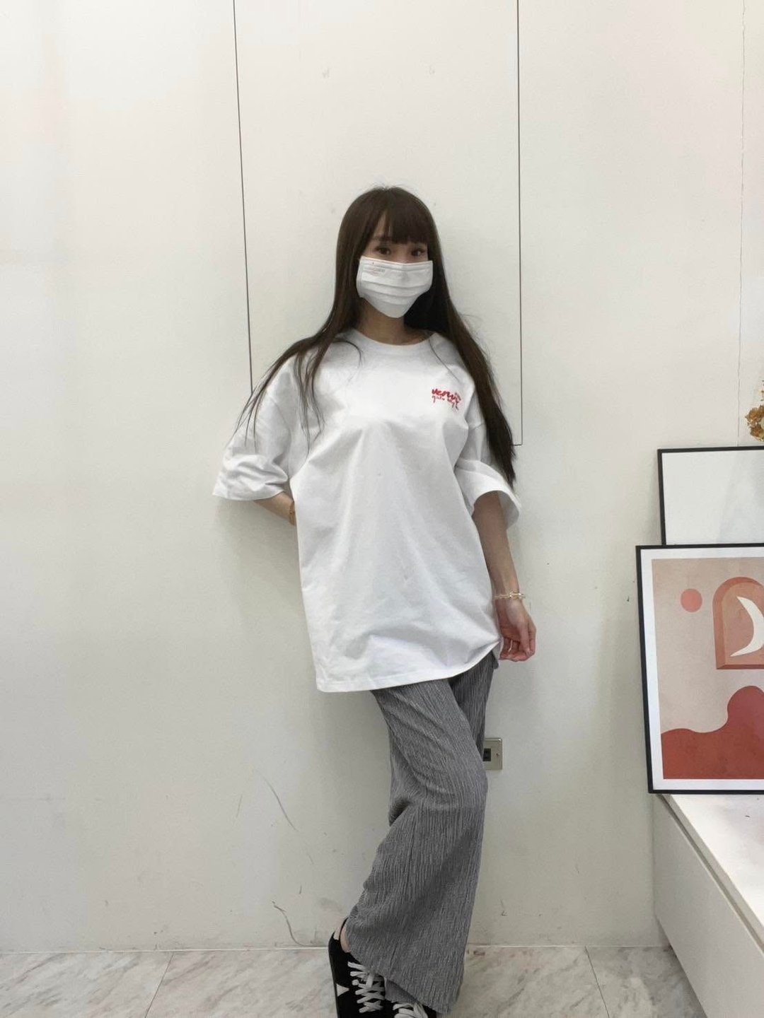 VENUS 迷你刺绣宽松 Tee - 女装 T 恤 - 聚酯纤维 白色