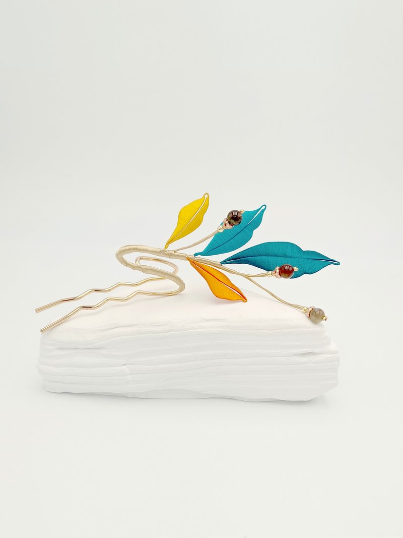 【伴生】树叶造型缠花发钗 发饰 敦煌色 - 发饰 - 绣线 多色