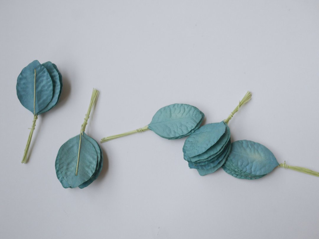 纸花，礼物装饰 DIY 用品：50 片，天蓝色茉莉花叶 - 其他 - 纸 蓝色