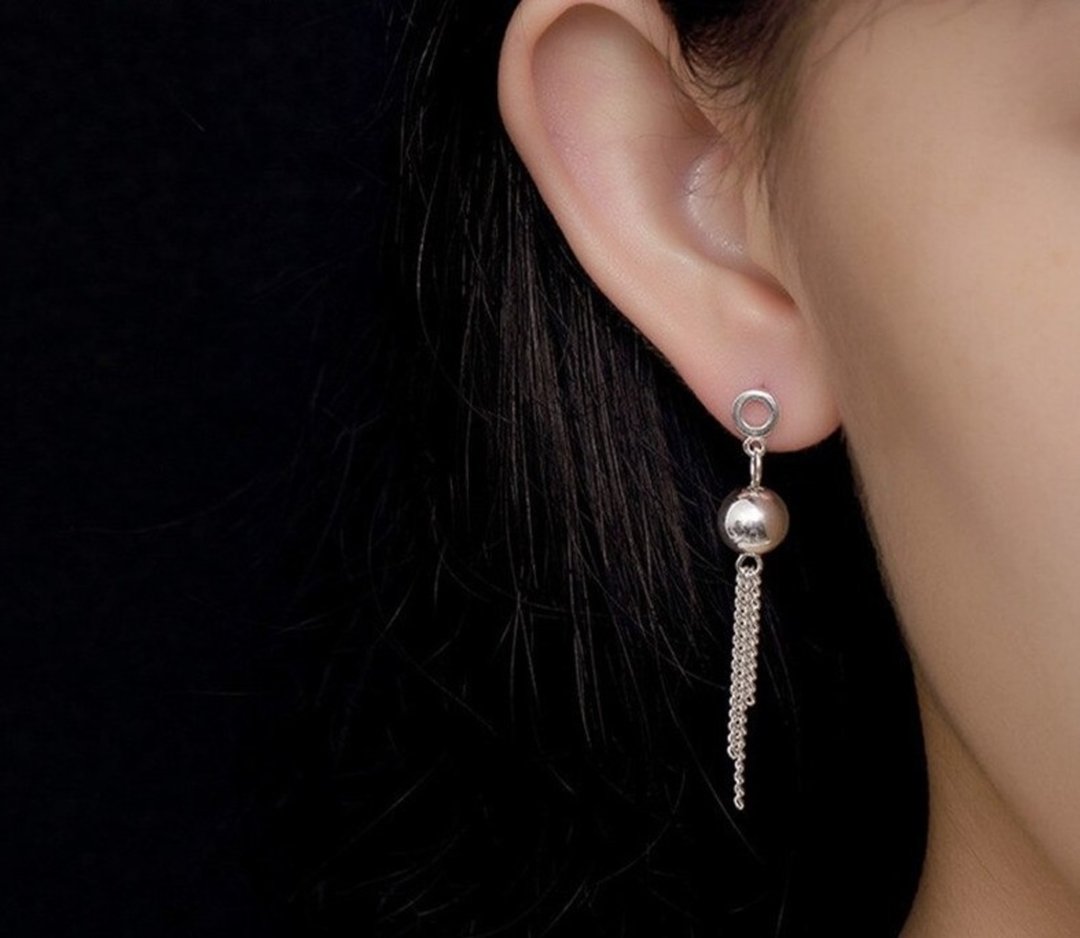 Real 925 Sterling Silver Handmade Balls Dangle Earrings Women Simple Fashion - 耳环/耳夹 - 纯银 银色
