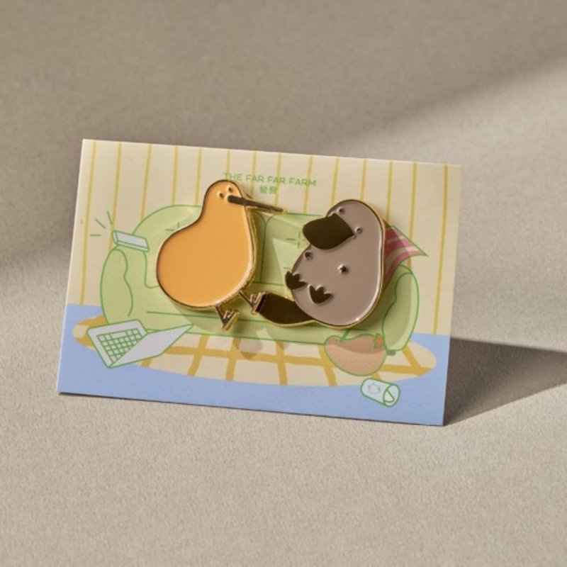 J03 奇异鸟与鸭嘴兽别针组-沙发款 - 其他 - 其他金属 橘色