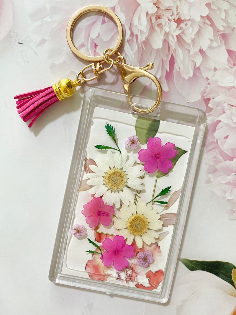 真花押花证件套/识别证/票卡套/悠游卡/八达通 配流苏钥匙圈匙 - 证件套/卡套 - 植物．花 粉红色