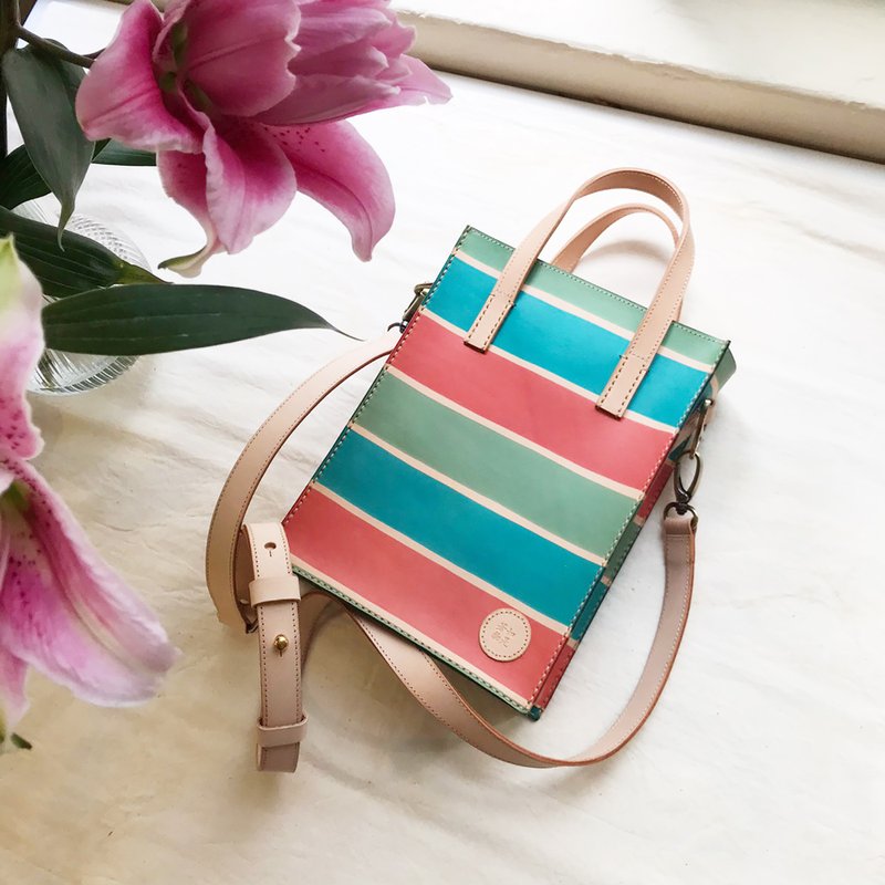 植鞣革纸袋包_袋口拉链_茄芷袋传统三色 - 侧背包/斜挎包 - 真皮 蓝色