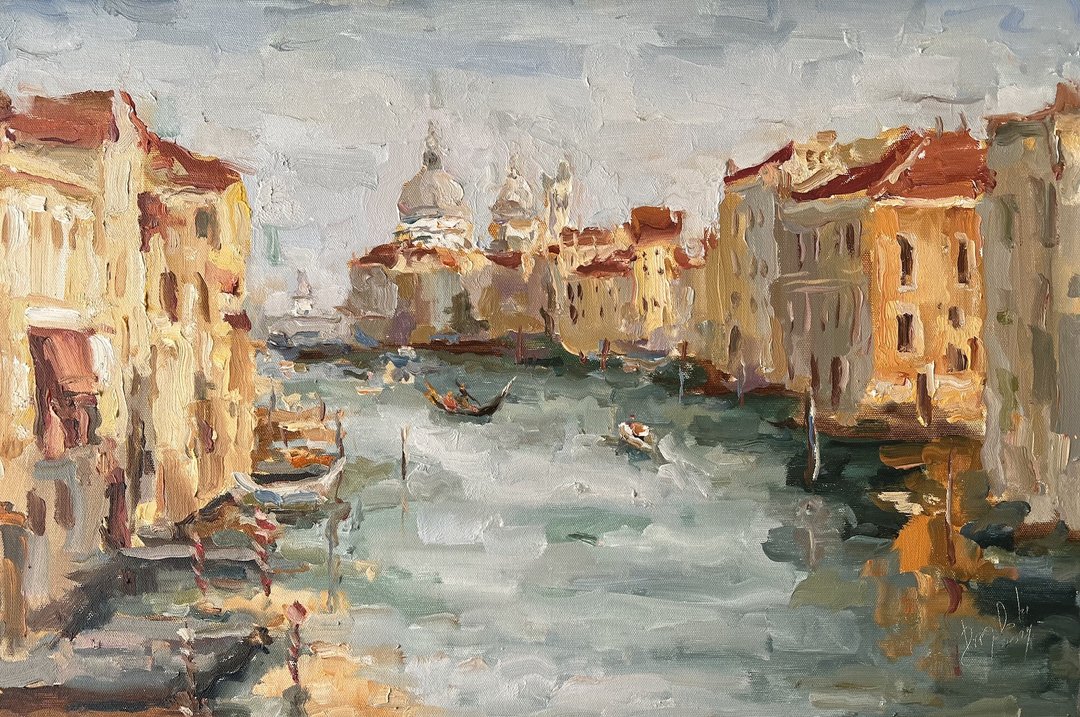 威尼斯原画海景艺术船画意大利帆布画 - 墙贴/壁贴 - 其他材质 蓝色
