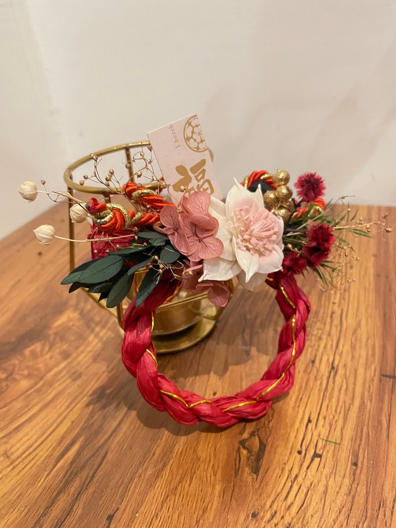 迷你永生花注连绳 - 干燥花/捧花 - 植物．花 红色