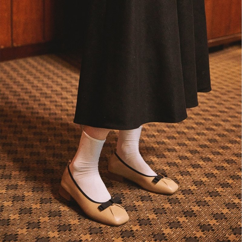 PRE-ORDER SPUR Pleats Bow Ribbon Flat -UA9022BE - 其他女款皮鞋 - 其他材质 