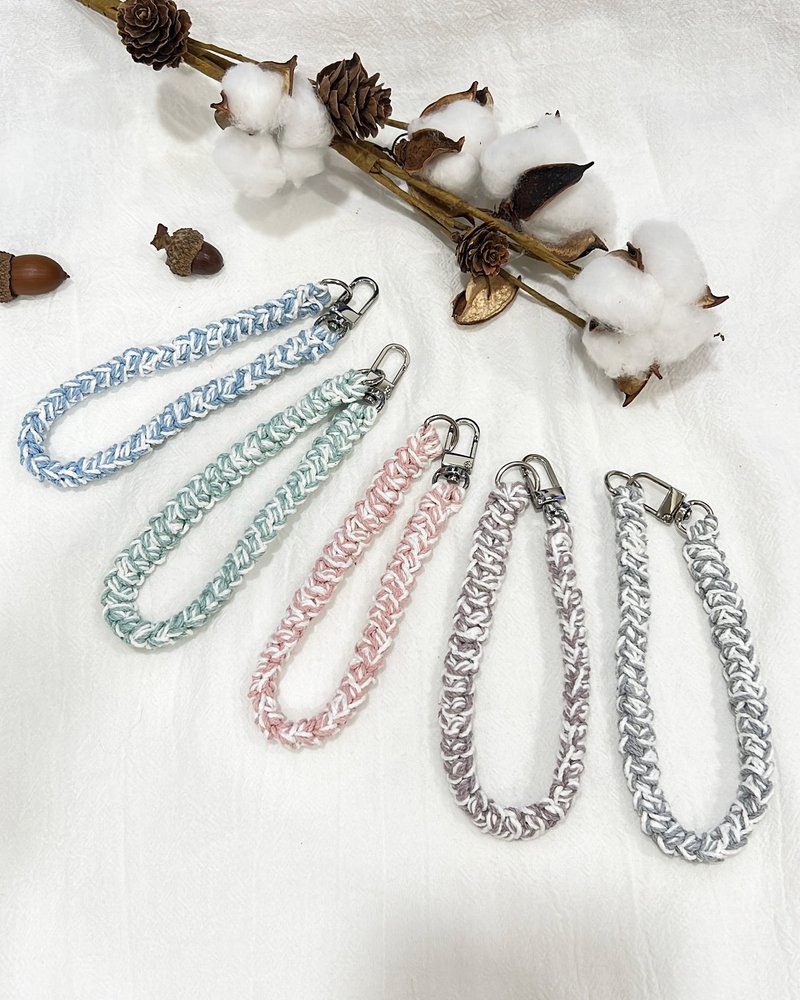 编织手机短挂绳【纯棉-莫兰迪系列】短绳/手腕挂绳/提带/100%纯棉 - 手机配件 - 棉．麻 