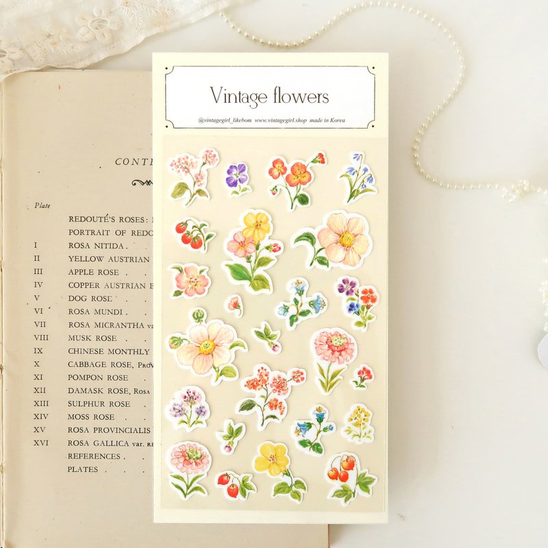 水果花卉 复古贴纸 - 贴纸 - 纸 粉红色