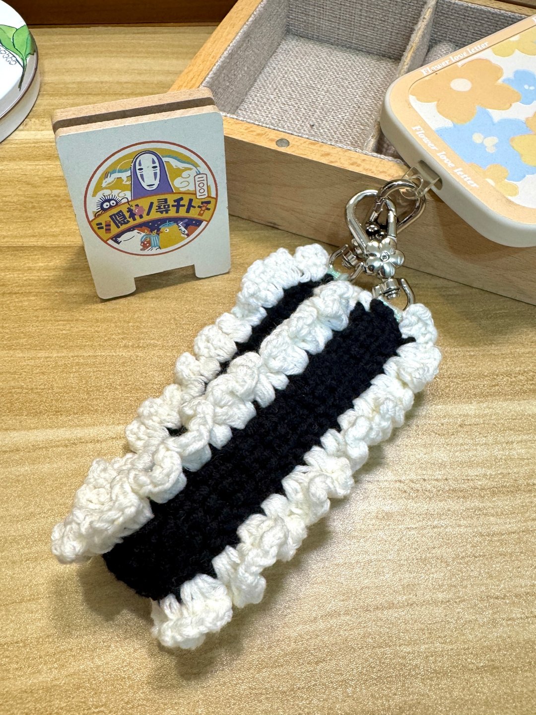 MUMU 神隐少女 x 无脸男 角色配色花边钩织手机绳 Handmade - 挂绳/吊绳 - 棉 黑色