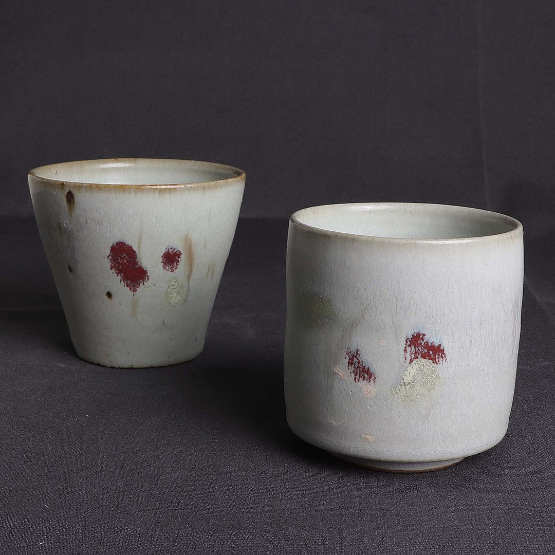 明芽窑 l 古色鸽灰彩绘茶杯 - 茶具/茶杯 - 陶 灰色