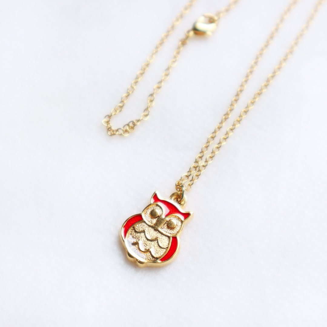 【卡片项链Card Necklace】台湾文化 入色款-猫头鹰 - 项链 - 其他金属 卡其色