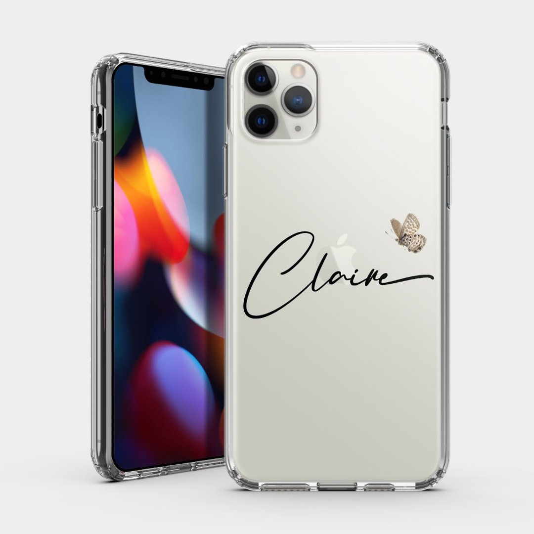 礼物 定制化英文名 小蝴蝶 IPHONE 保护壳 透明手机壳 IP219 - 手机壳/手机套 - 塑料 透明