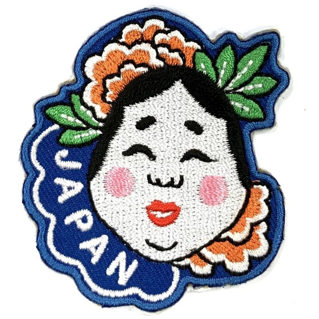 日本Q版 白脸能面具 地标熨烫刺绣背胶补丁 袖标 布标 布贴 补丁 - 徽章/别针 - 绣线 多色
