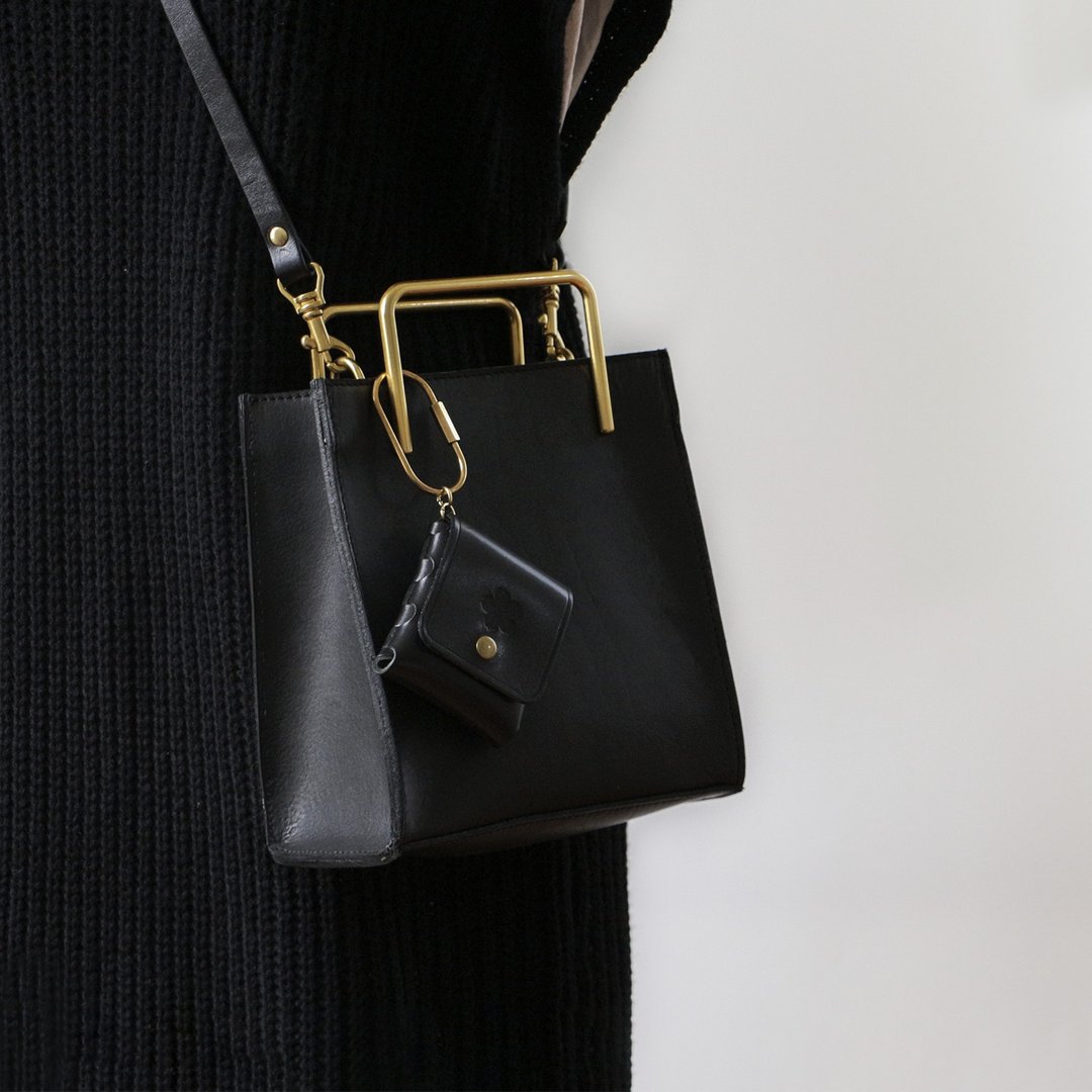 2Way simple vegetable tanned cowhide shoulder bag crossbody handbag black - 侧背包/斜挎包 - 真皮 黑色