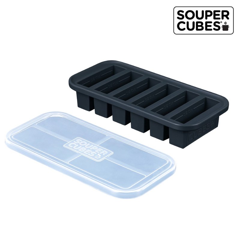 快速出货-【Souper Cubes】多功能食品级硅胶保鲜盒6格_曜石灰 - 便当盒/饭盒 - 硅胶 黑色