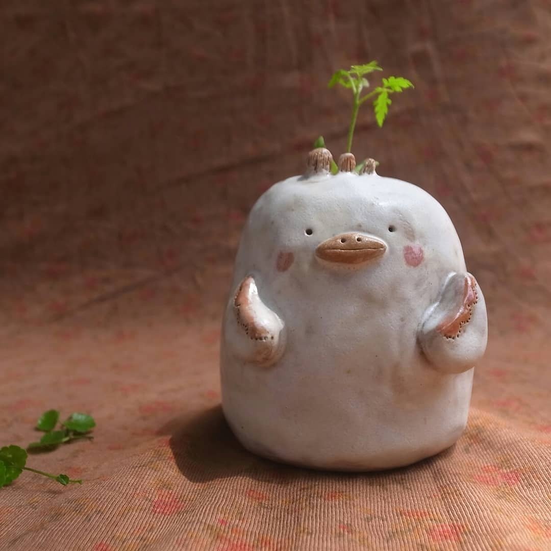胖丁国王 陶瓷手作小花器(陶铃) - 花瓶/陶器 - 陶 