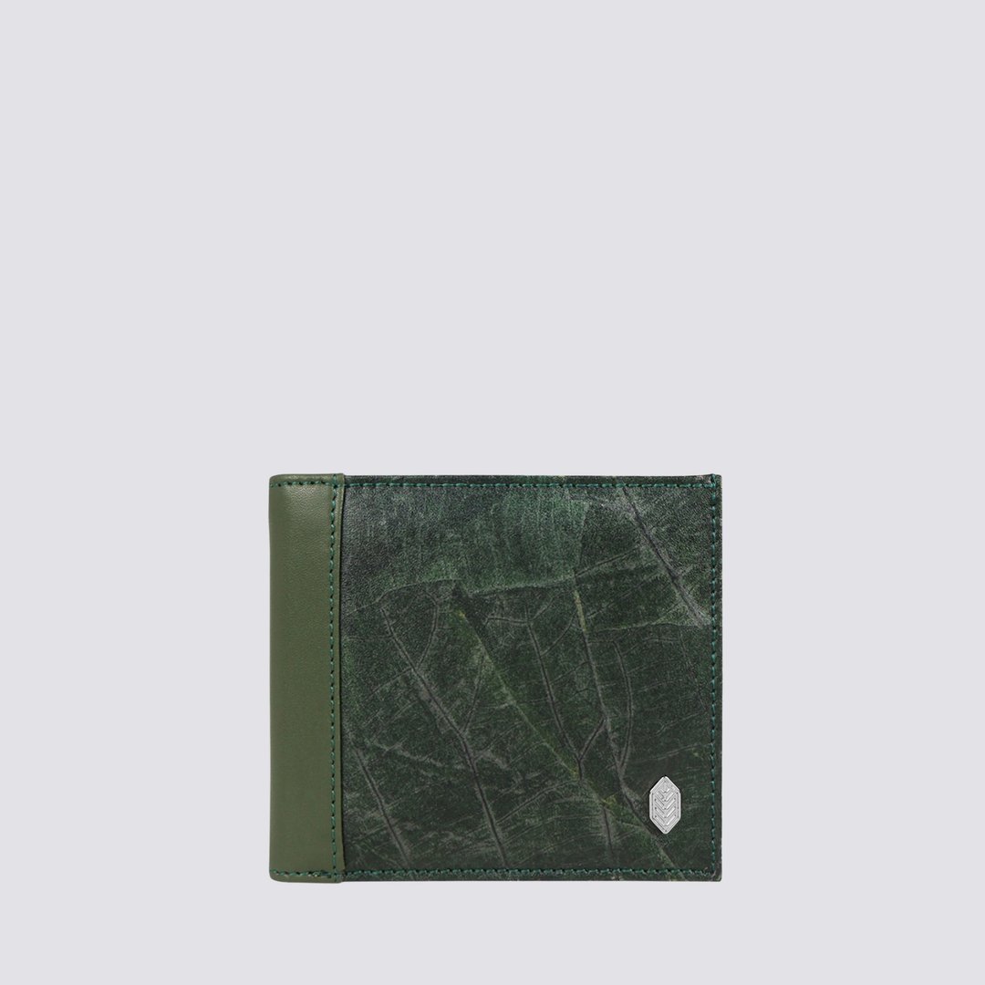 Leaf Bifold Card Wallet - Forest Green - 皮夹/钱包 - 植物．花 绿色