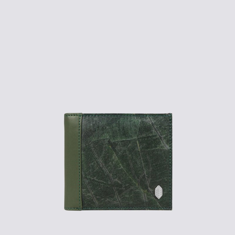 Leaf Bifold Card Wallet - Forest Green - 皮夹/钱包 - 植物．花 绿色