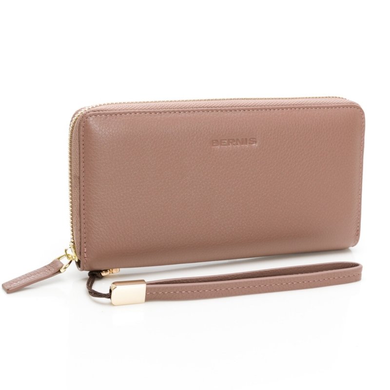 皮夹 单拉链RFID长夹 粉藕色 BERNIS 22067 - 皮夹/钱包 - 真皮 粉红色
