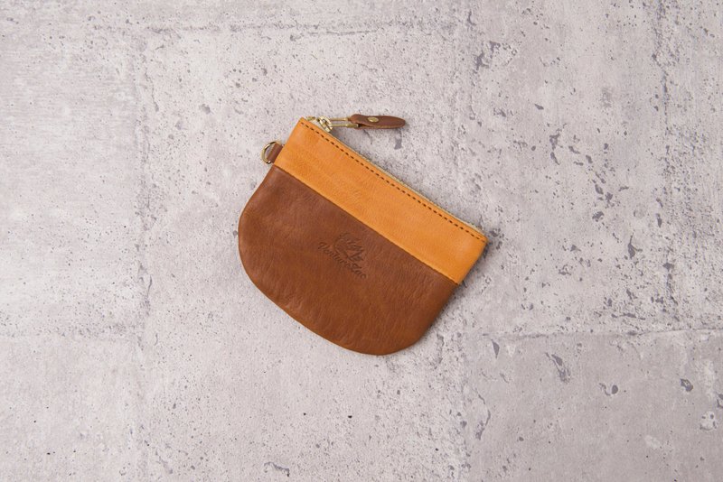 拼色半圆钱包 Semicircle Coin Purse / 棕色 Brown - 皮夹/钱包 - 真皮 咖啡色