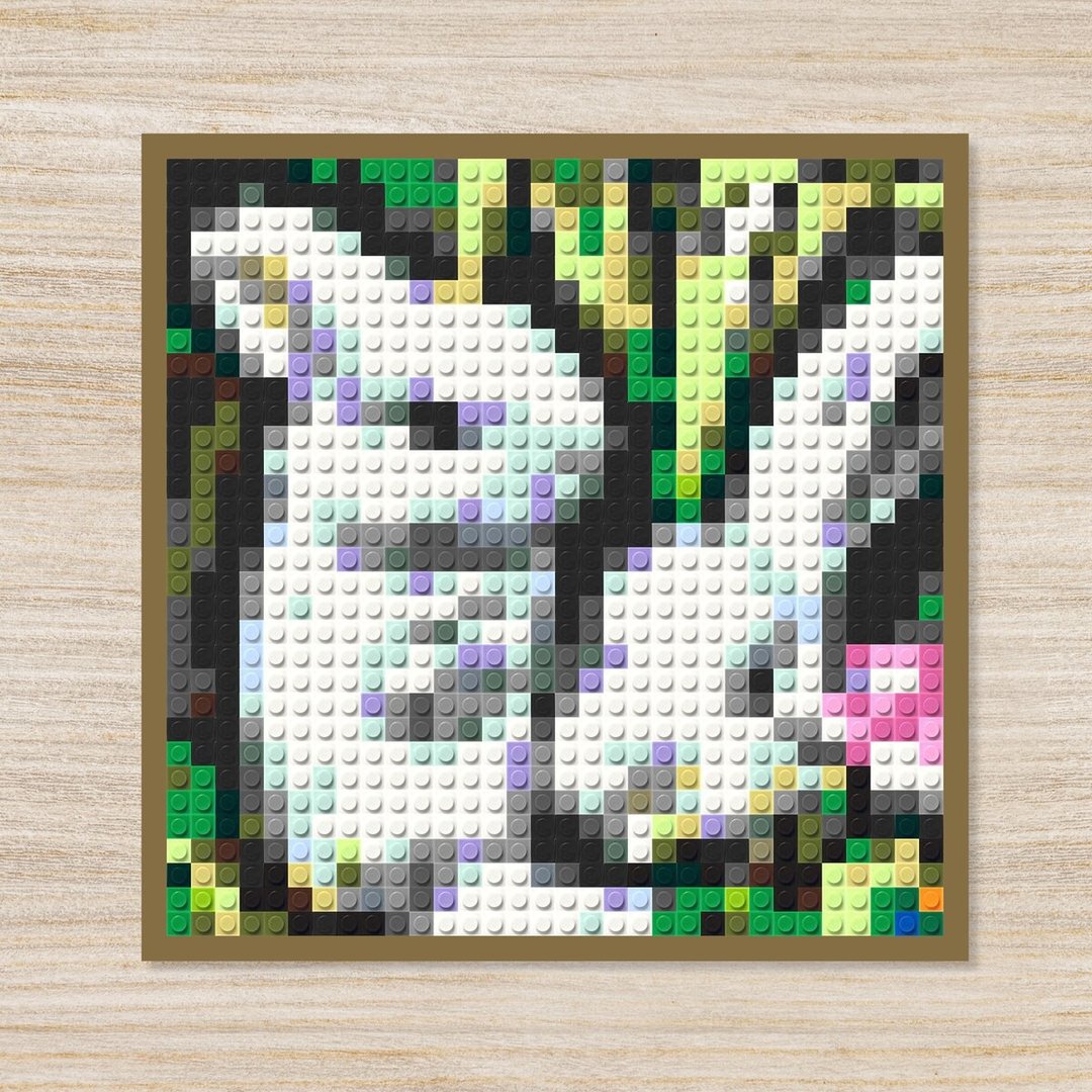 【动物系列 • 兔子】DIY手作拼图礼物 - 中型尺寸积木画 - 插画/绘画/写字 - 塑料 银色