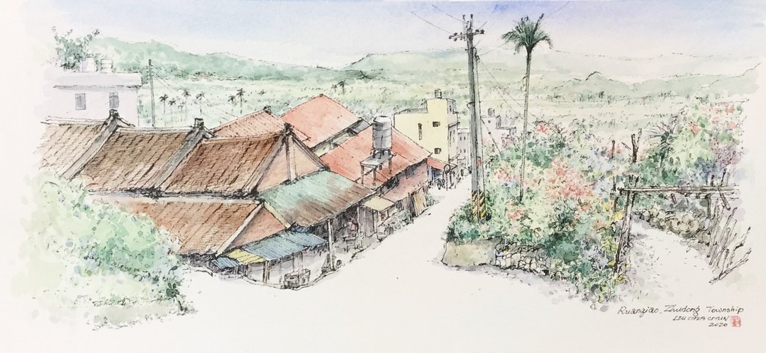 村居/手绘原创/含框 - 海报/装饰画/版画 - 纸 咖啡色