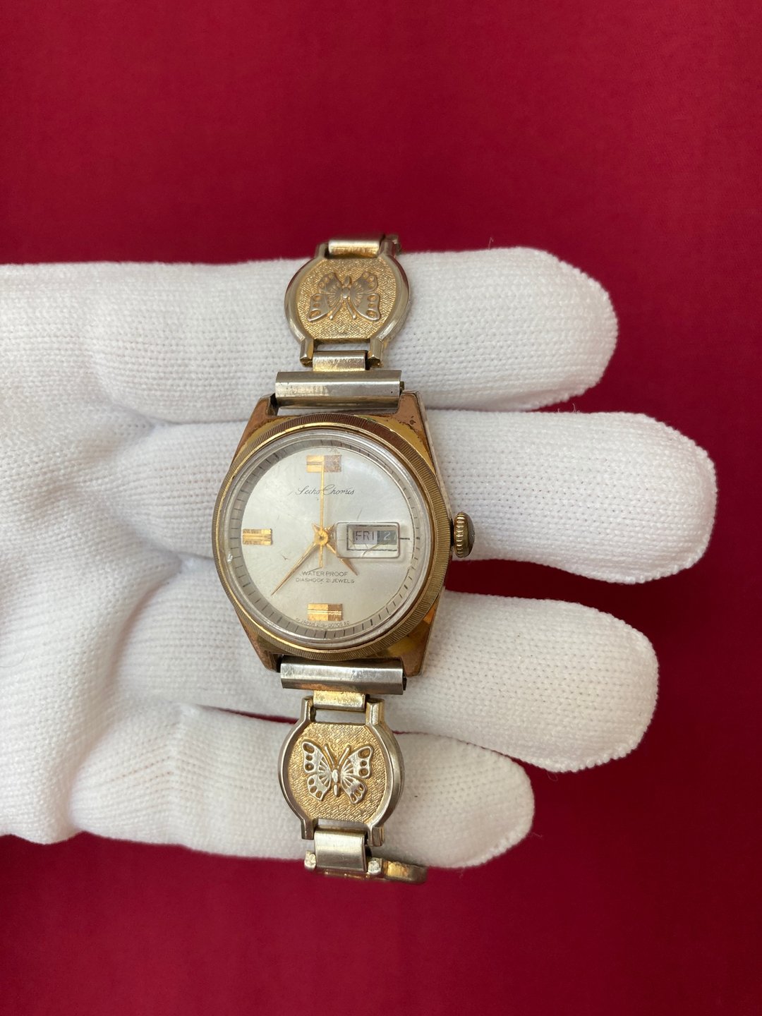 Seiko Chorus 罕见蝴蝶纹表带  21jewels宝石机芯 手动上链机械表 - 女表 - 其他金属 金色