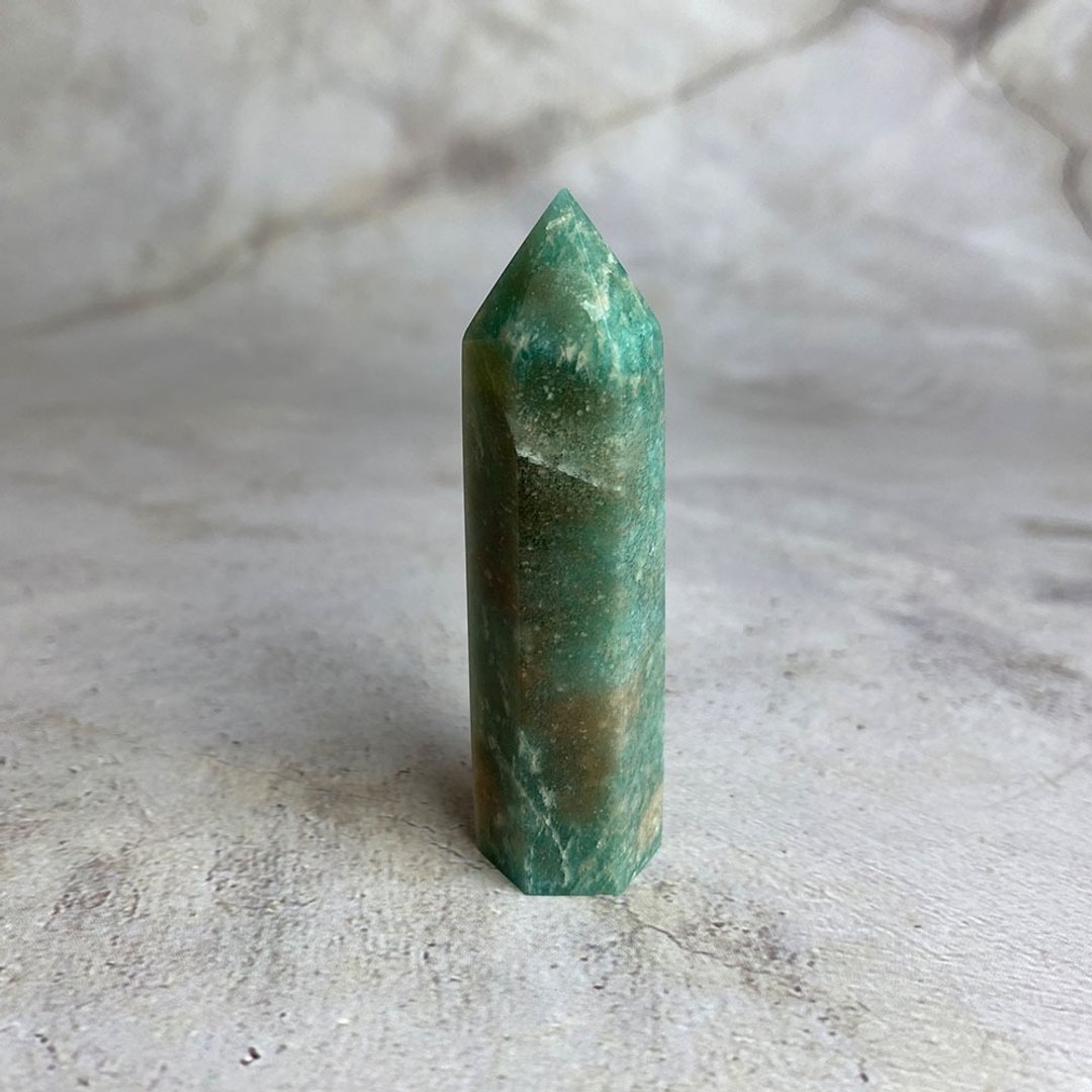 水晶柱- 天河石  办公室疗愈微景观 设备摆饰 一物一图 - 摆饰 - 宝石 绿色