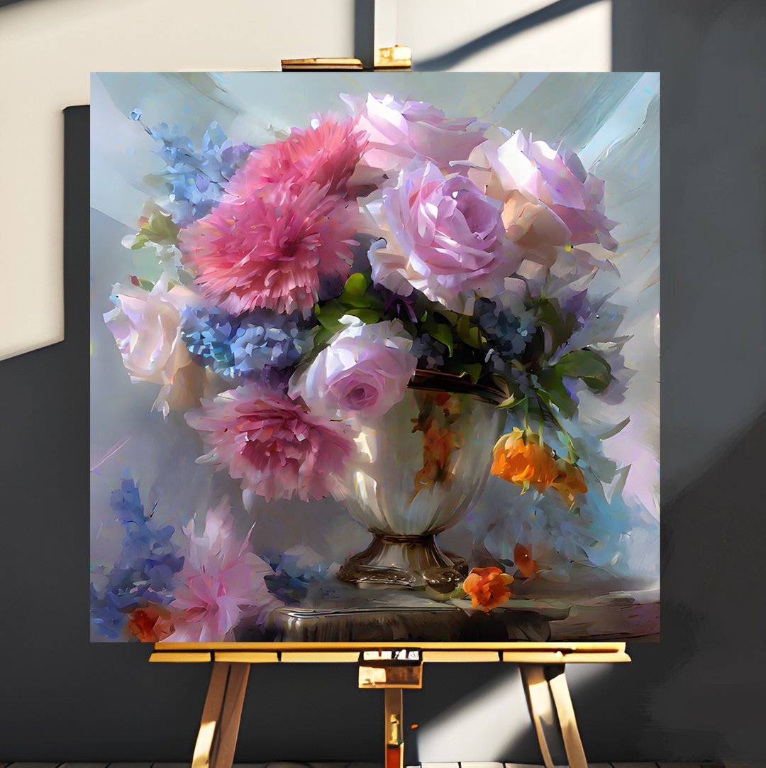 帆布花束、水彩画、墙壁艺术、压克力画 - 电子手绘真人画像/绘画/插画 - 其他材质 