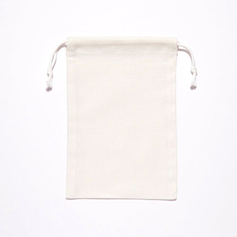 刺绣抽绳袋 - 象牙色 - 编织/刺绣/羊毛毡/裁缝 - 棉．麻 白色